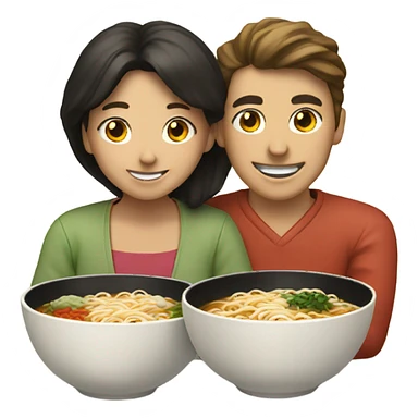 Man and women eating ramen  sticker