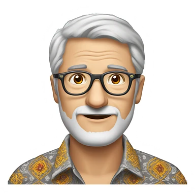 a European gray-haired man in a Ukrainian embroidered shirt, wearing glasses sticker