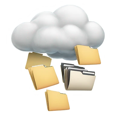 A cloud with folders and files flying in and out of it. sticker
