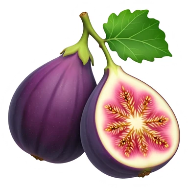 Please create a emoji of a cross-section of a fig with a small leaf sticker