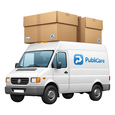 a delivery van with "Publicare" logo sticker