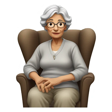 old lady in chair sticker