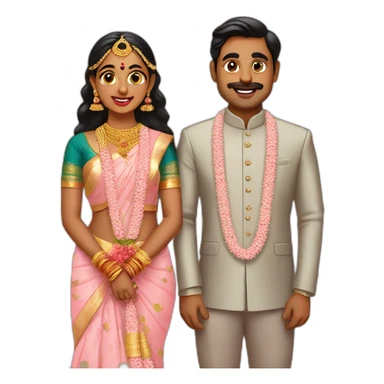 south indian couple wedding sticker