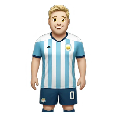 white man. Obese. argentina soccer uniform. laugh sticker