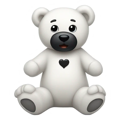 white teddy bear black heart  sticker