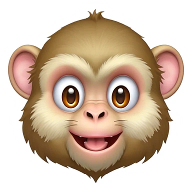 Cinematic Adorably Mischievous Macaque Portrait Emoji, Head tilted in a playful wink with an exaggerated, cheeky grin and a slightly raised eyebrow, featuring a compact, nimble build with fluffy fur and round, twinkling eyes brimming with mischief, Simplified yet irresistibly endearing features, highly detailed, glowing with a bright, joyful radiance, high shine, lively and quirky, stylized with an air of whimsical primate fun, soft glowing outline, capturing the essence of a mischievous macaque that seems ready to pull a playful face and scamper into your heart! sticker