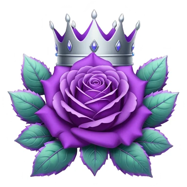 Purple rose with silver crown and a purple emblem leaf wreath sticker