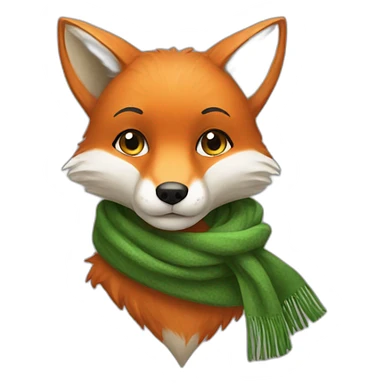 fox whit green scarf sticker