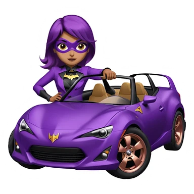 60’s Batgirl themed Satin black and rose gold Scion FR-S hot rod off road capable (tight fitting purple suit on her) sticker