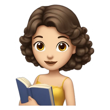 Brunette princess with book sticker