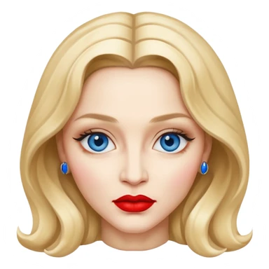 Madonna with blue eyes, red lip sticker