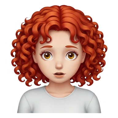 Embarrassed girl red hair curly sticker