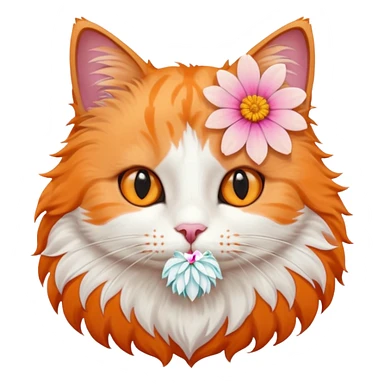 Cat and flower sticker