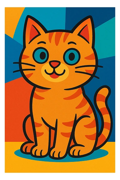 cat, vibrant cartoon style sticker