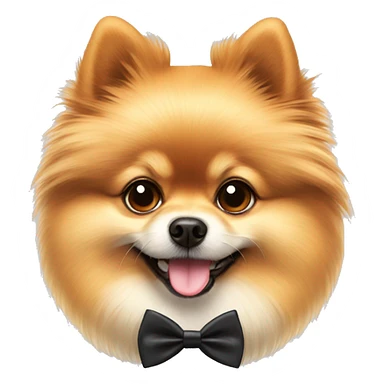 Pomeranian with a bowtie sticker