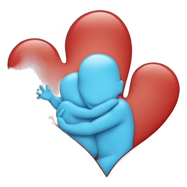 heart red with baby blue sticker