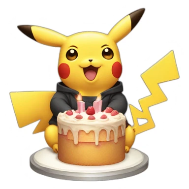 pikachu with a cake sticker