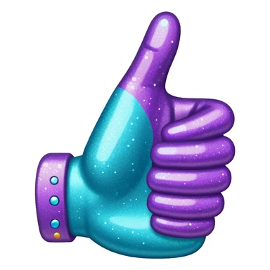 Glitter purple and cian hand thumbs up sticker