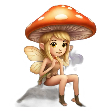 cute mushroom fairy smoking herbs sticker