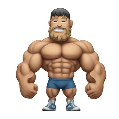 a muscle man with protein sticker