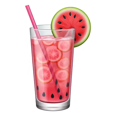 pink lemonade in glass with slice of watermelon on rim sticker
