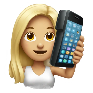 woman showing big phone sticker