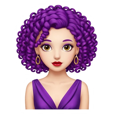 Fashion Model with Purple Curls, red dress sticker
