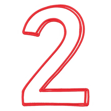 Minimalistic number 2 drawn with a pencil, one color, Pantone 186 sticker