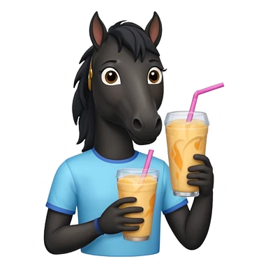 black horse with shirt character holding smoothie sticker