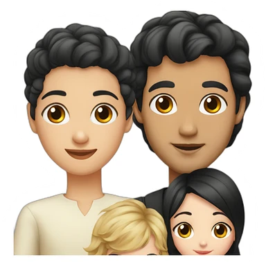 Young Iranian man black hair, blond French wife, and baby girl with black hair sticker