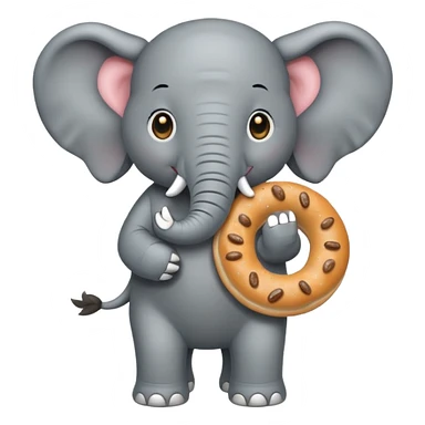 elephant holding bagel sticker