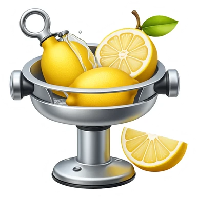 mac os icon fruit mechanical squeezer, lemon yellow bright crisp sticker