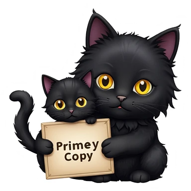 Black Cat holding a sign with the inscription "PrimeCopy" sticker