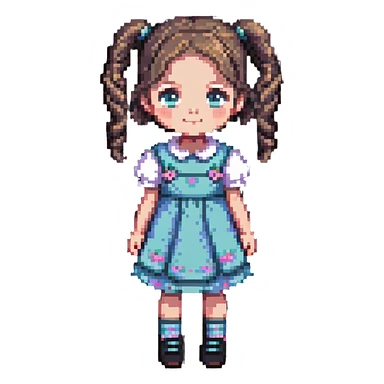 Little girl with pigtails in a cute dress sticker