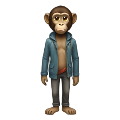 monkey artist full body sticker