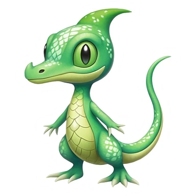 Sparkly White And Green Natural Flowery Colorful Grovyle-Treecko-Swadloon-Celebi-Fakémon-hybrid-creature (full body)  sticker