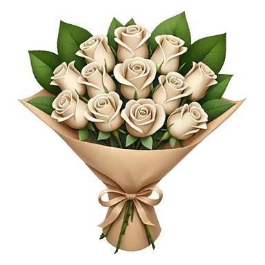 white roses bouquet in brown paper sticker