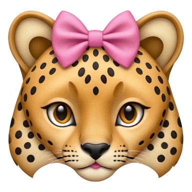 Cheetah  with a small pink bow on her ear￼ sticker
