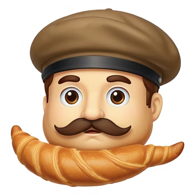 Croissant in french hat and with french moustache sticker
