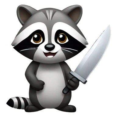 Kawaii raccoon holding knife sticker