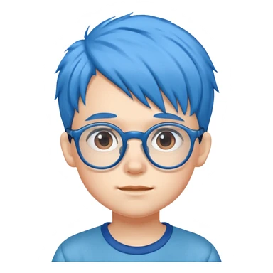 blue haired kid with glasses sticker