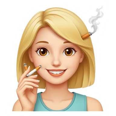 Happy girl with cigarette sticker