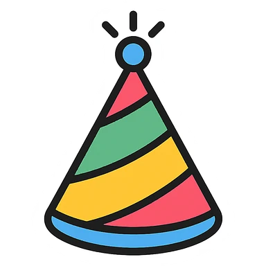 party hat color icon style sticker