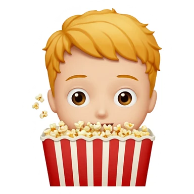 Person with this emoji 👀 for eyes and is eating popcorn 🍿 sticker