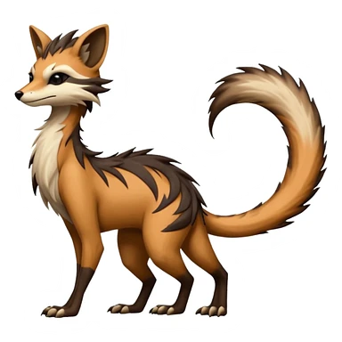 Cool furry anthropomorphic fantasy-Vernid-creature by LiLaiRa with a long tufted tail with edgy markings (full body) sticker