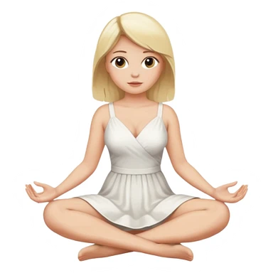 buxom blonde woman full body sitting cross-legged, SFW sticker