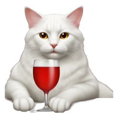White cat drinks red exhibe sticker