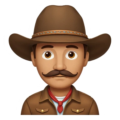 brown cowboy with mustache sticker