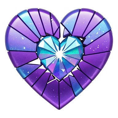 glitter cian and purple broken heart sticker