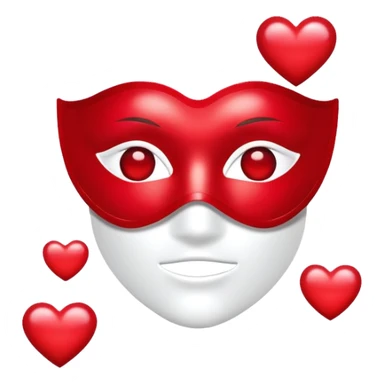 red mask over eyes with hearts sticker